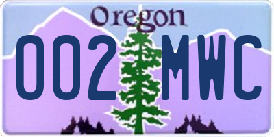 OR license plate 002MWC