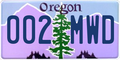 OR license plate 002MWD