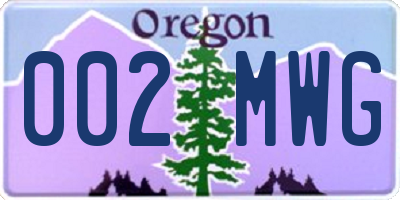 OR license plate 002MWG