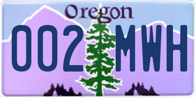 OR license plate 002MWH