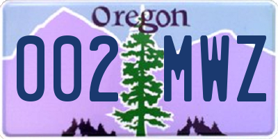 OR license plate 002MWZ