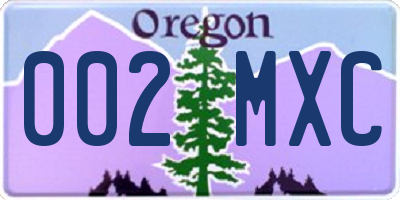 OR license plate 002MXC