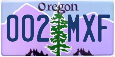 OR license plate 002MXF