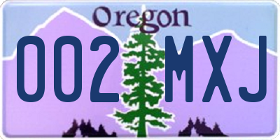 OR license plate 002MXJ