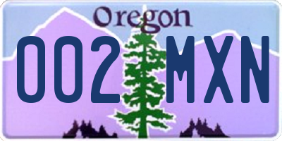 OR license plate 002MXN