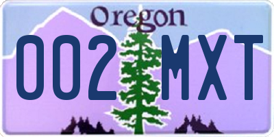OR license plate 002MXT