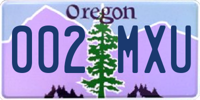 OR license plate 002MXU