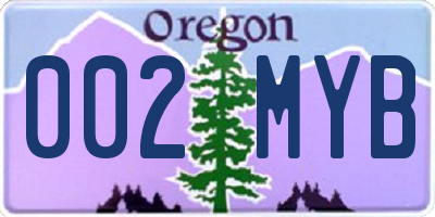 OR license plate 002MYB