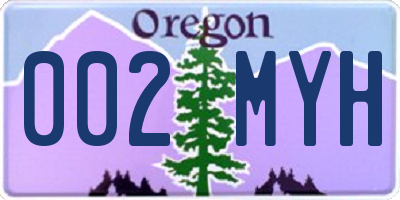 OR license plate 002MYH