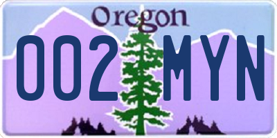 OR license plate 002MYN