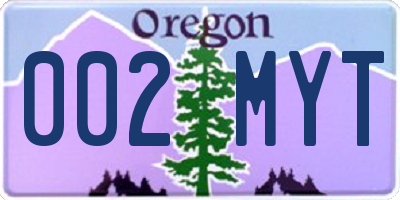 OR license plate 002MYT