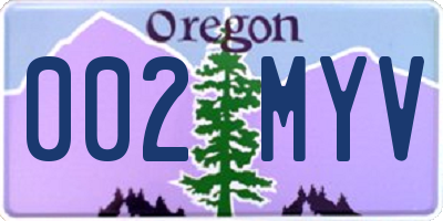 OR license plate 002MYV