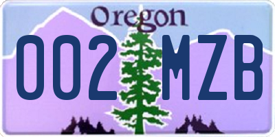 OR license plate 002MZB