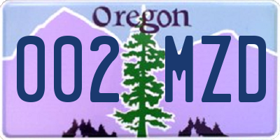 OR license plate 002MZD