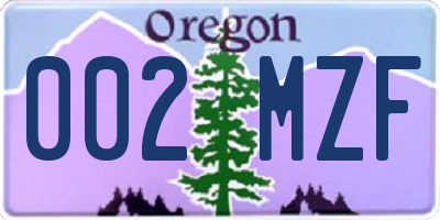 OR license plate 002MZF