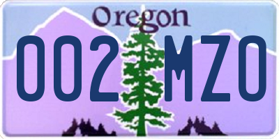 OR license plate 002MZO