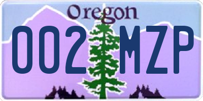 OR license plate 002MZP