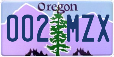 OR license plate 002MZX