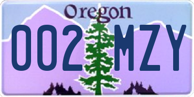 OR license plate 002MZY