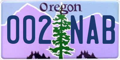 OR license plate 002NAB