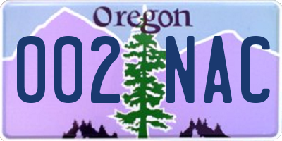OR license plate 002NAC