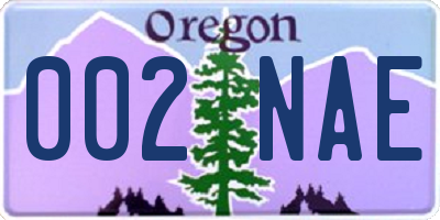OR license plate 002NAE