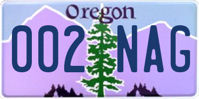 OR license plate 002NAG