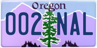 OR license plate 002NAL