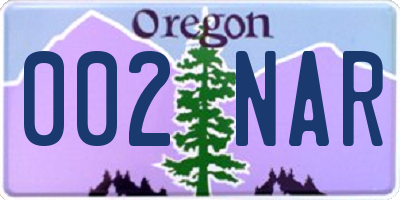 OR license plate 002NAR