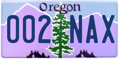 OR license plate 002NAX