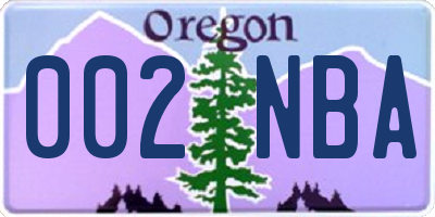 OR license plate 002NBA