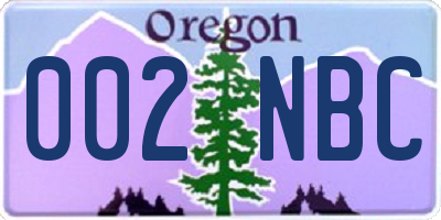 OR license plate 002NBC