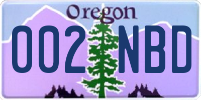 OR license plate 002NBD