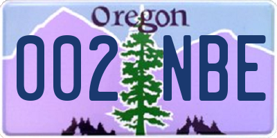 OR license plate 002NBE