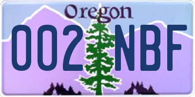 OR license plate 002NBF