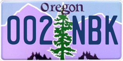 OR license plate 002NBK