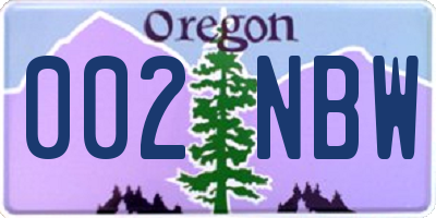 OR license plate 002NBW