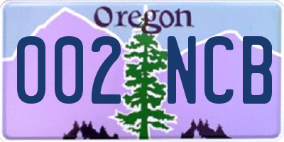 OR license plate 002NCB