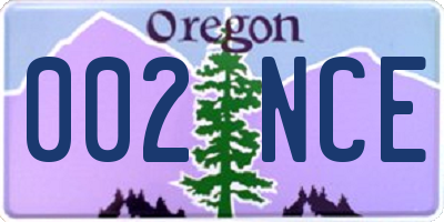 OR license plate 002NCE