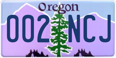OR license plate 002NCJ