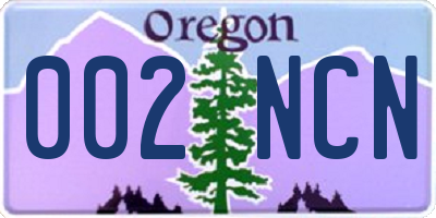OR license plate 002NCN