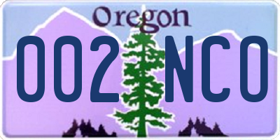 OR license plate 002NCO