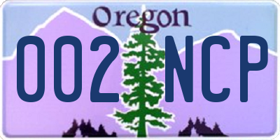 OR license plate 002NCP