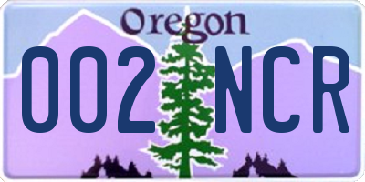 OR license plate 002NCR