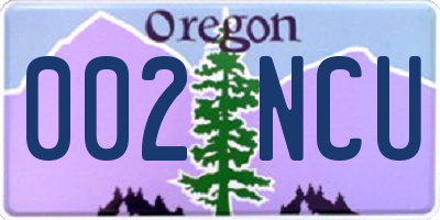 OR license plate 002NCU