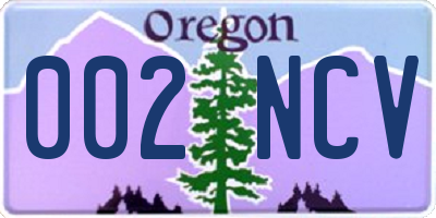 OR license plate 002NCV