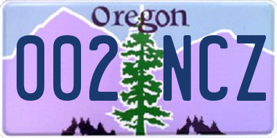 OR license plate 002NCZ