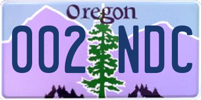 OR license plate 002NDC