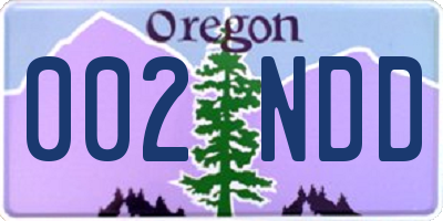 OR license plate 002NDD