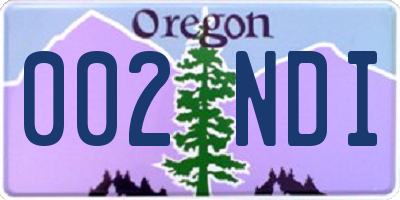 OR license plate 002NDI